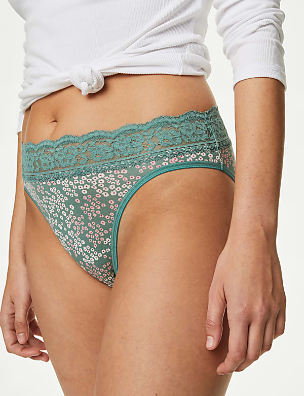 Pack of 5 Printed Lace Trim Knickers