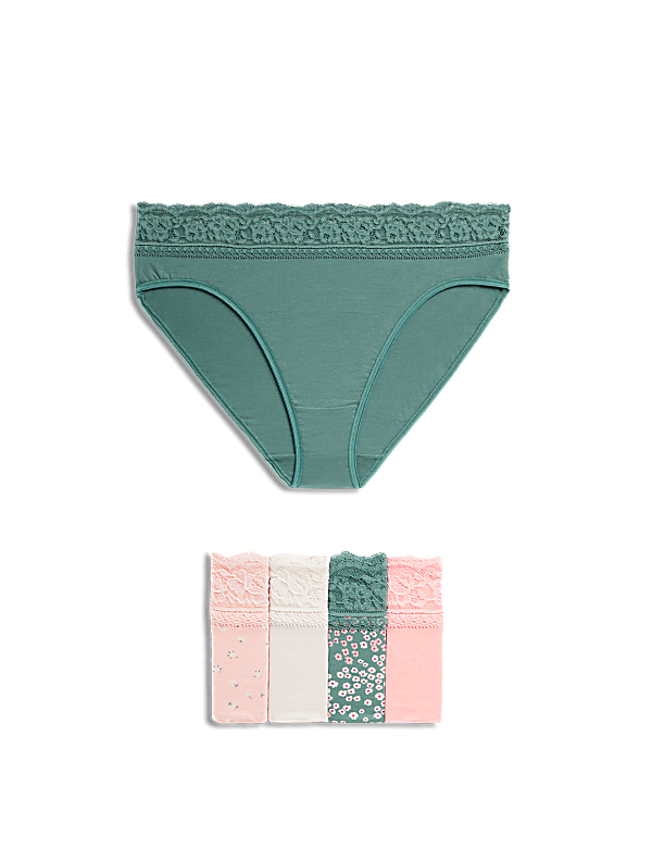 Pack of 5 Printed Lace Trim Knickers