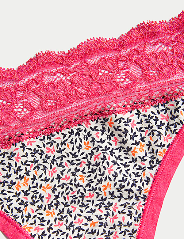 Pack of 5 Printed Lace Trim Knickers