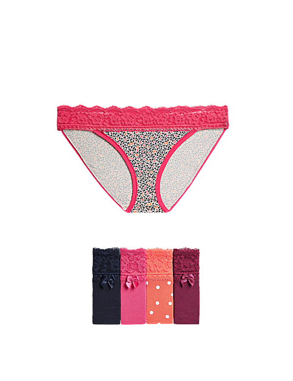 Pack of 5 Printed Lace Trim Knickers