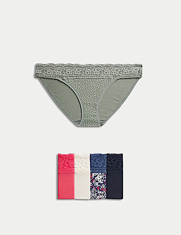 Pack of 5 Printed Lace Trim Knickers