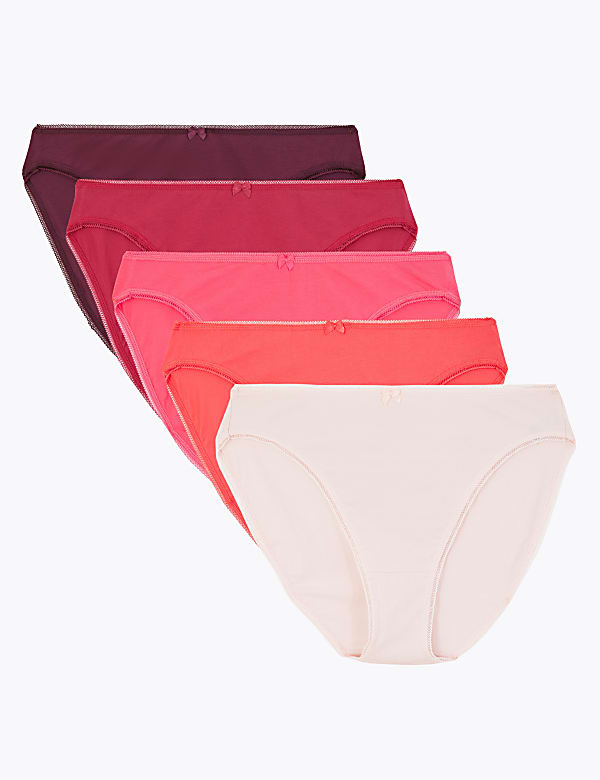 5pk Cotton Lycra® High Leg Knickers
