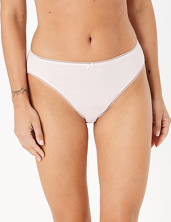 5pk Cotton Lycra® High Leg Knickers