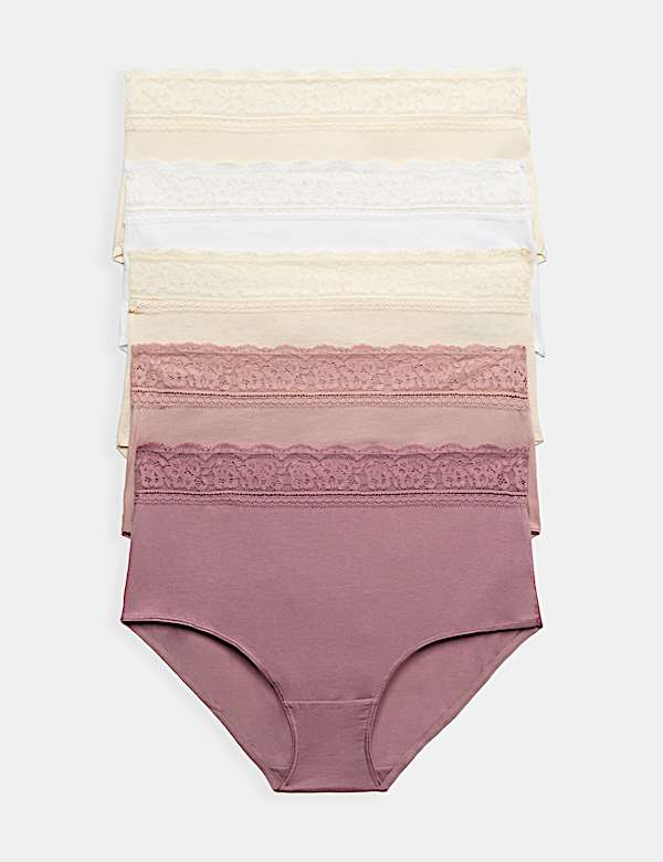 5pk Cotton Lycra&reg; & Lace Full Briefs
