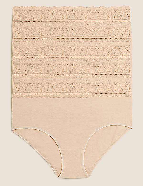 5pk Cotton Lycra® & Lace Full Briefs