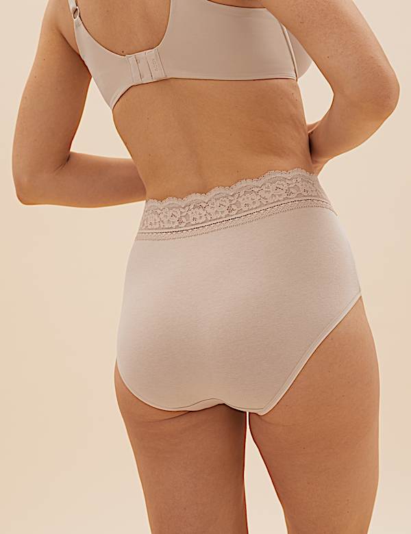 5pk Cotton Lycra® & Lace Full Briefs