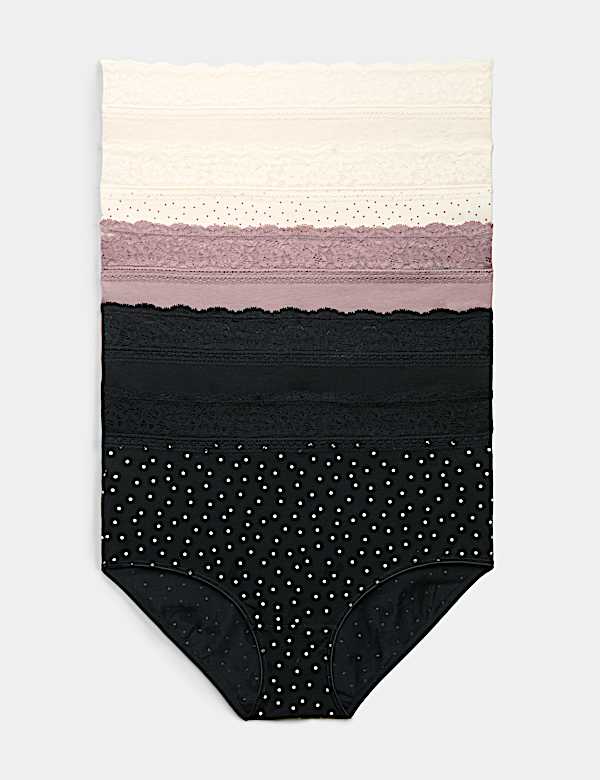 5pk Cotton Lycra&reg; & Lace Full Briefs
