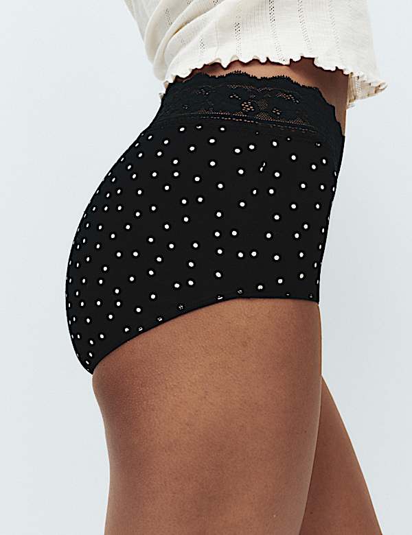 5pk Cotton Lycra&reg; & Lace Full Briefs