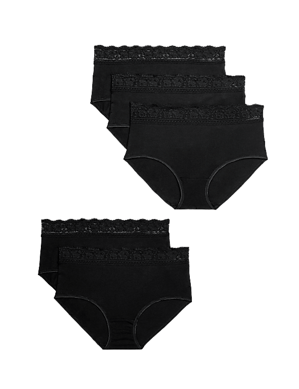 5pk Cotton Lycra® & Lace Full Briefs