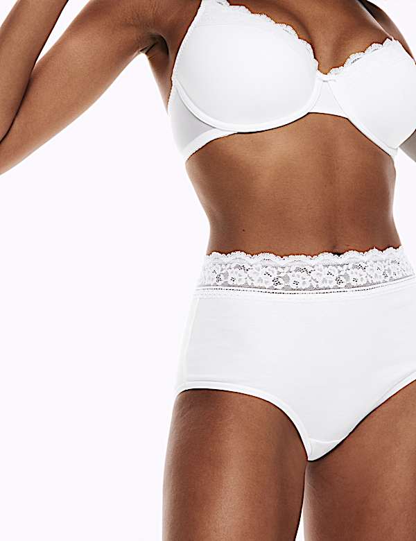 5pk Cotton Lycra® & Lace Full Briefs