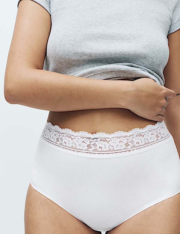 5pk Cotton Lycra&reg; & Lace Full Briefs - NL