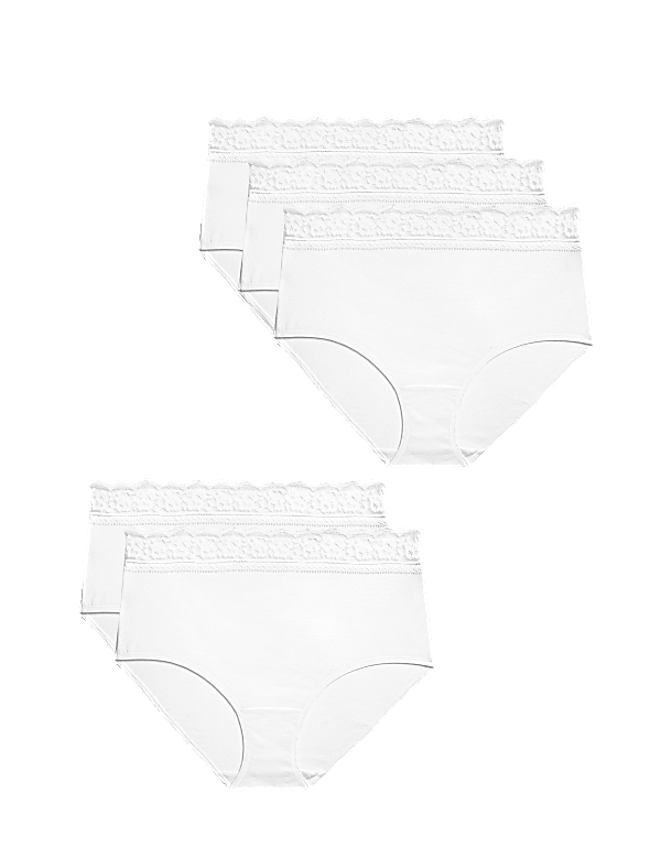 5pk Cotton Lycra® & Lace Full Briefs