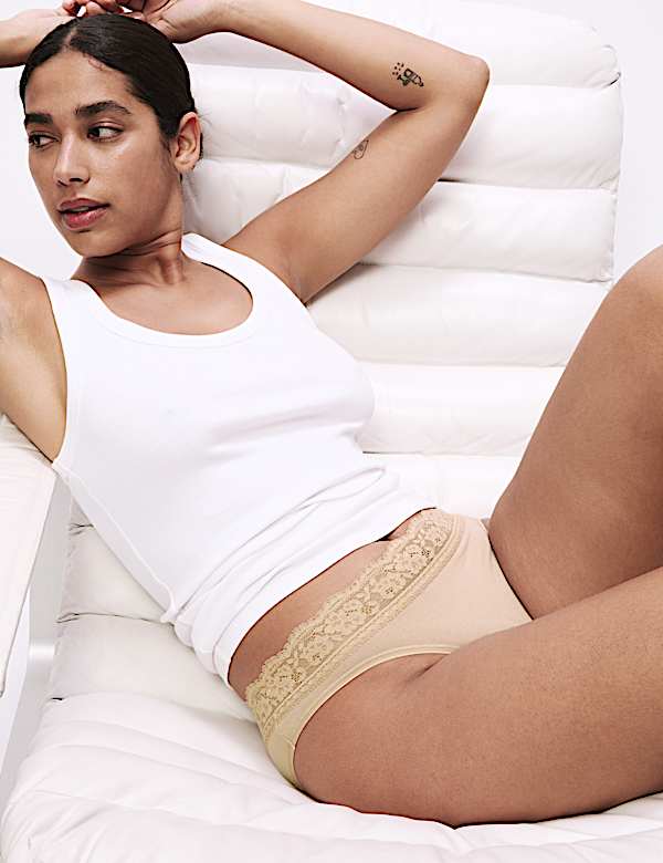 5pk Cotton Lycra® & Lace Knickers