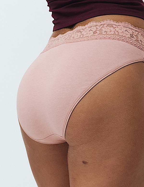 5pk Cotton Lycra&reg; & Lace Knickers
