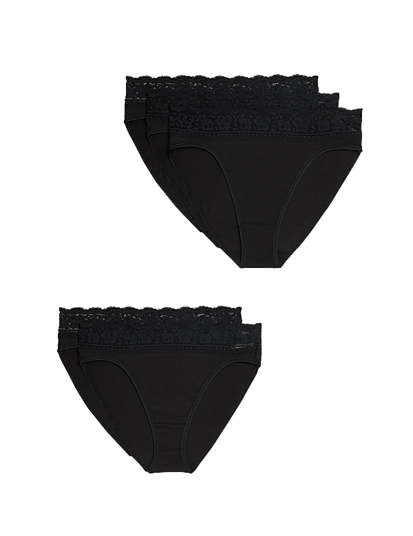 5pk Cotton Lycra® & Lace Knickers