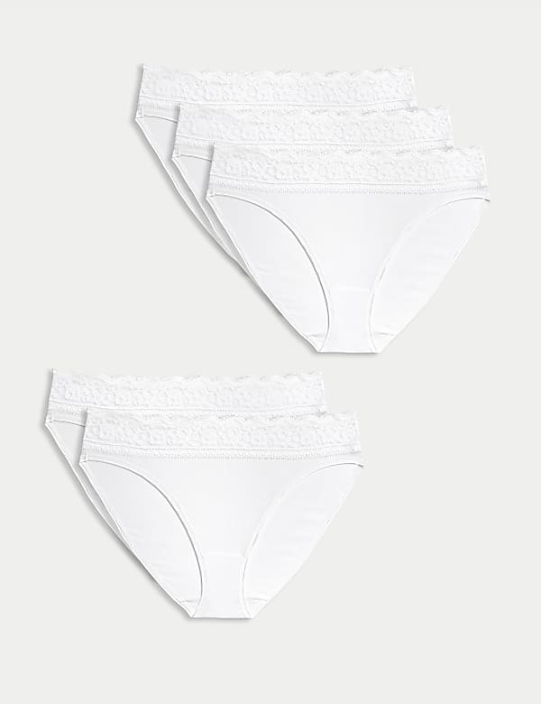 5pk Cotton Lycra® & Lace Knickers - FR