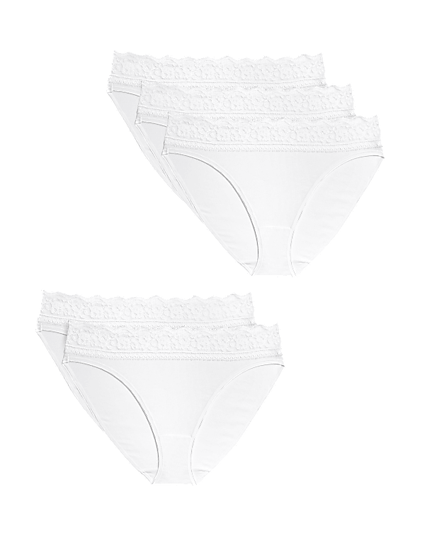 5pk Cotton Lycra® & Lace Knickers