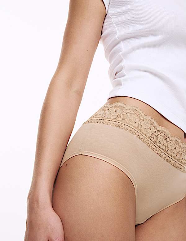 5pk Cotton Lycra&reg; & Lace High Rise Shorts - NL