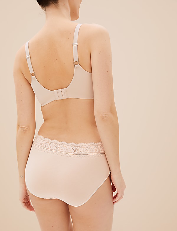 5pk Cotton Lycra® & Lace Midi Knicker
