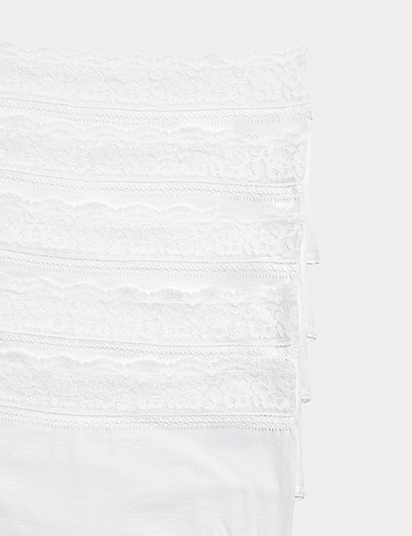5pk Cotton Lycra&reg; & Lace Midi Knicker