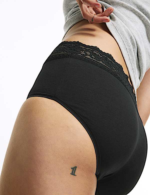 5pk Cotton Lycra® & Lace Midi Knicker