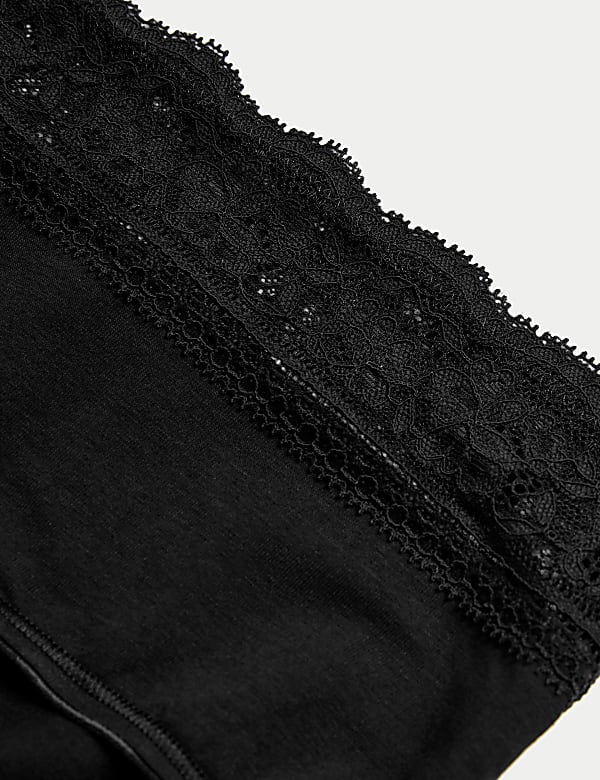 5pk Cotton Lycra® & Lace Midi Knicker