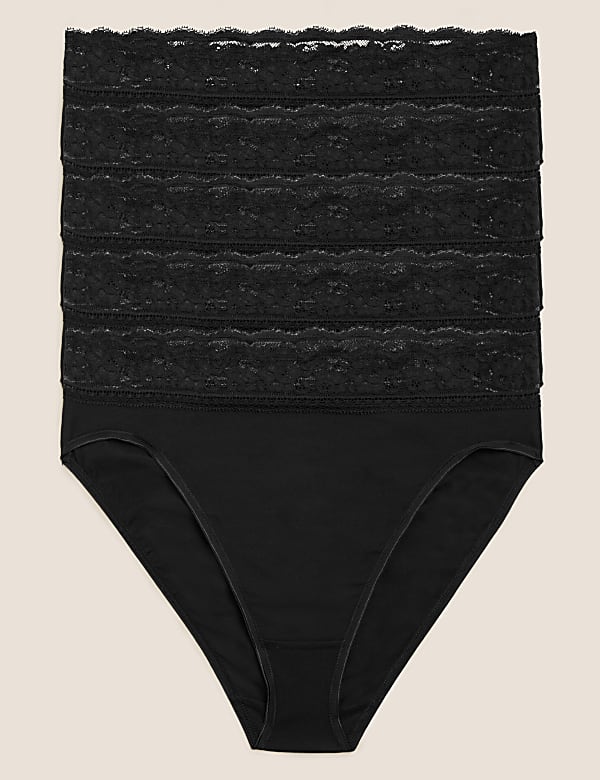 5pk Cotton Rich High Waisted High Leg Knickers