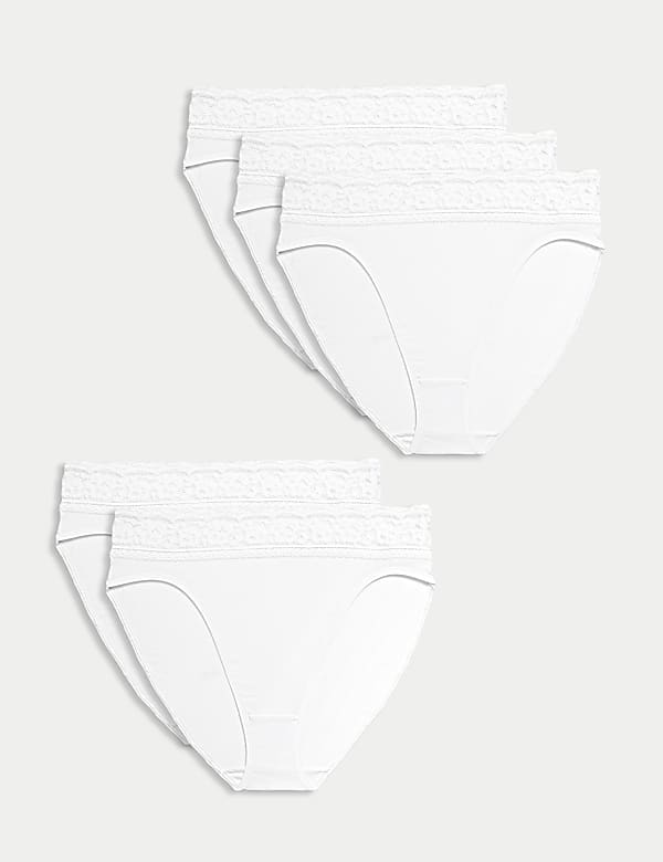 5pk Cotton Rich High Waisted High Leg Knickers - OM