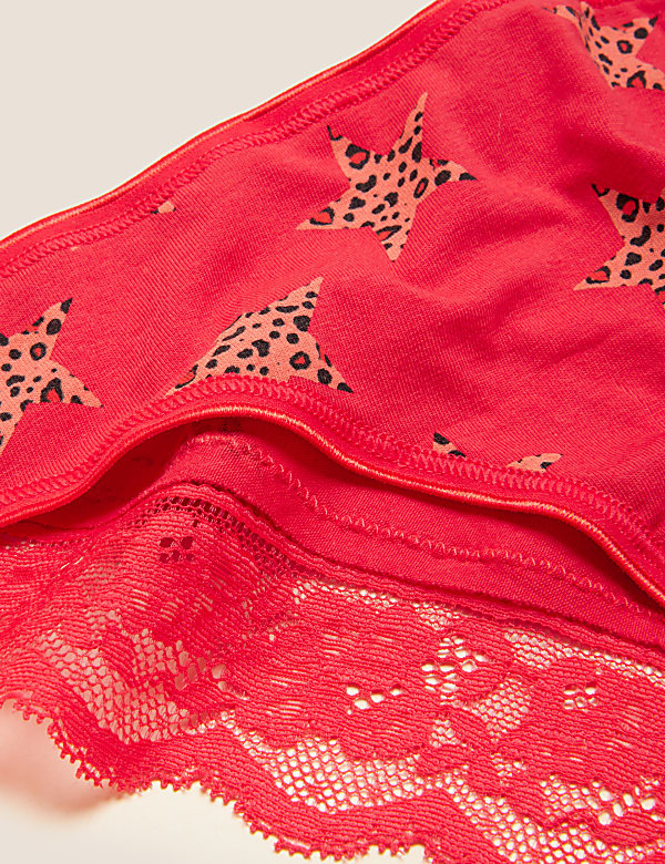 5pk Cotton & Lace Brazillian Knickers