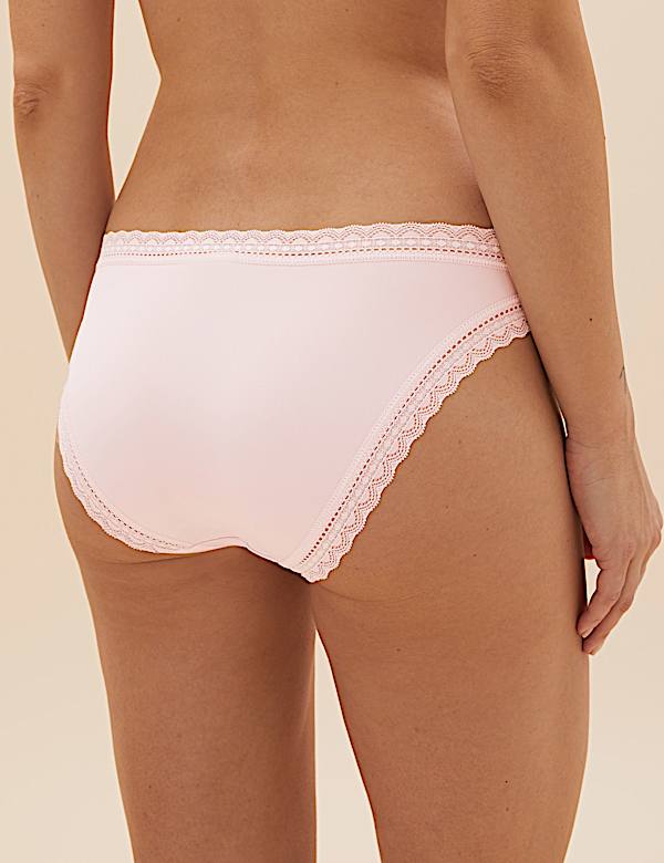 5pk Microfibre & Lace Bikini Knicker