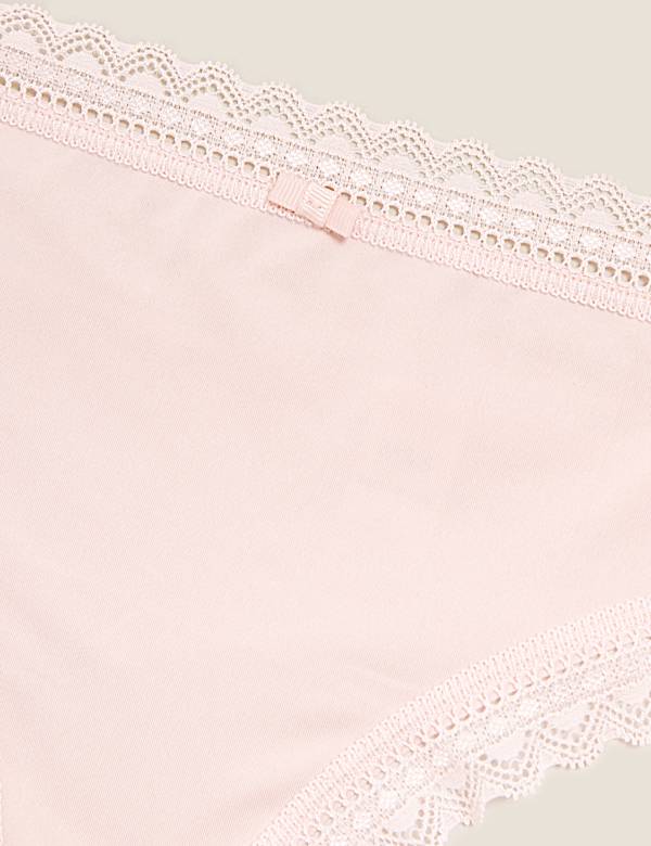 5pk Microfibre & Lace Bikini Knicker