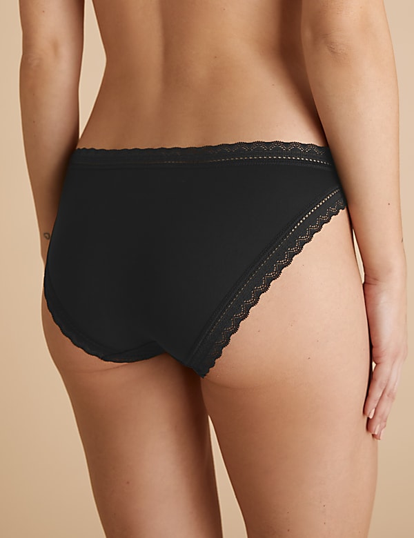 5pk Microfibre & Lace Bikini Knicker