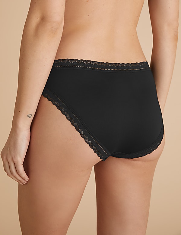 5pk Microfibre & Lace High Leg Knickers