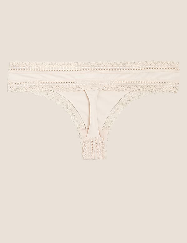 Στρινγκ με μικροΐνες και τελείωμα από δαντέλα σε σετ των 5 - GR