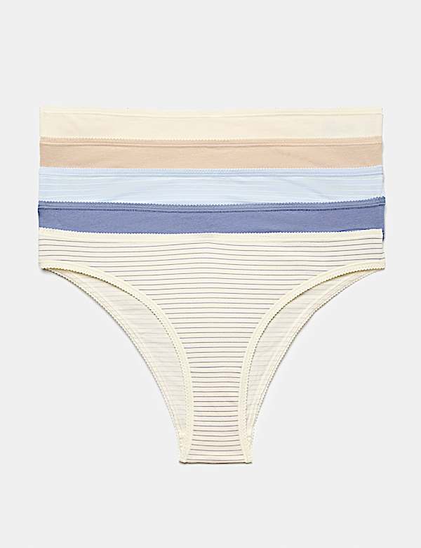 5pk Cotton Lycra&trade; Brazilian Knickers