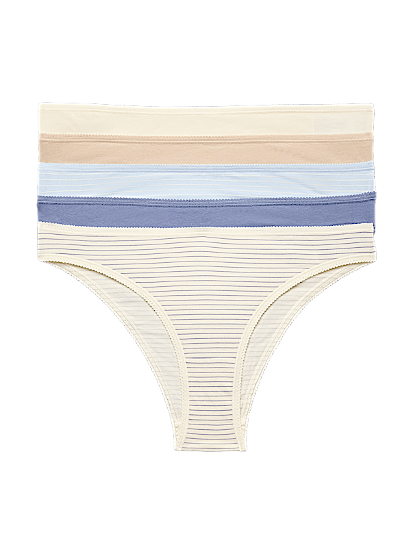 5pk Cotton Lycra&trade; Brazilian Knickers