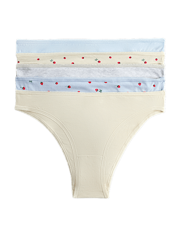 5pk Cotton Lycra&trade; Brazilian Knickers