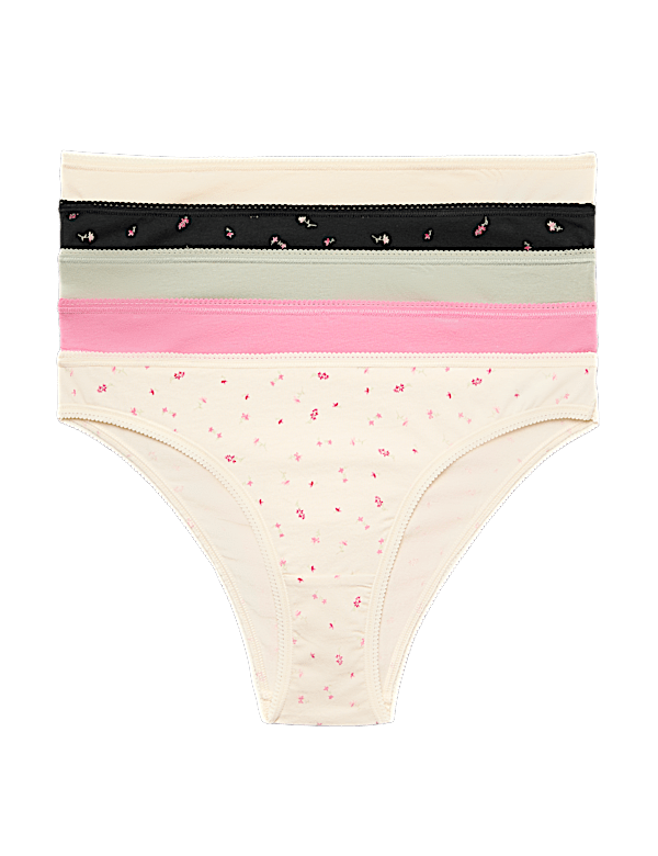 5pk Cotton Lycra&trade; Brazilian Knickers