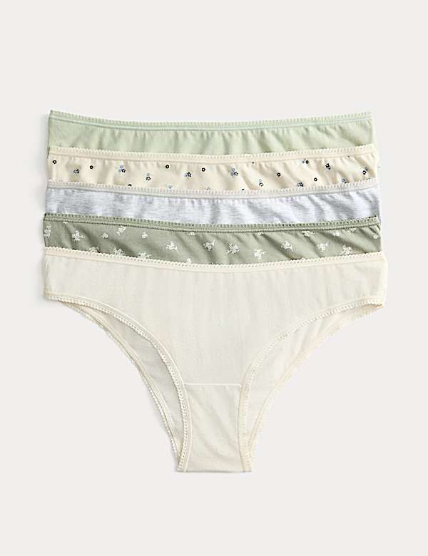5pk Cotton Lycra&trade; Brazilian Knickers