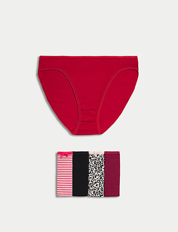 5pk Cotton Lycra&trade; High Leg Knickers