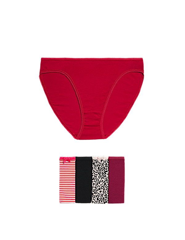 5pk Cotton Lycra&trade; High Leg Knickers