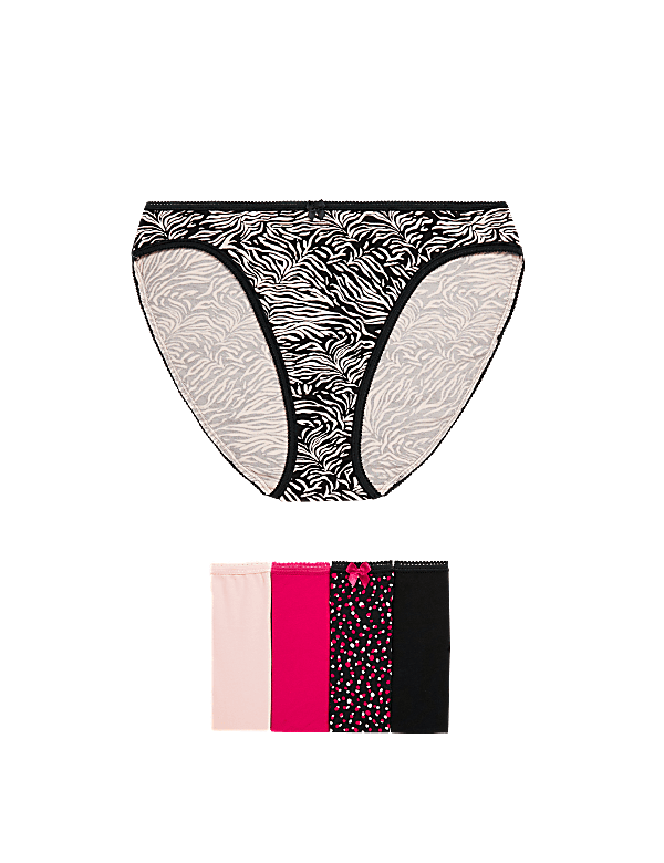 5pk Cotton Lycra™ High Leg Knickers