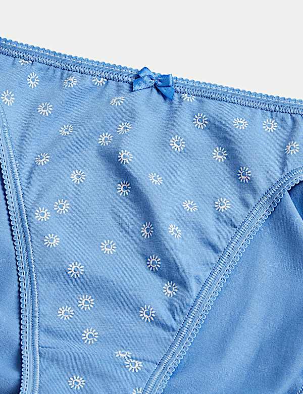 5pk Cotton Lycra&trade; High Leg Knickers