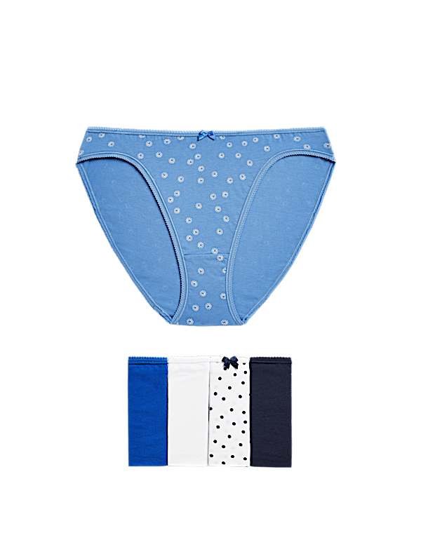 5pk Cotton Lycra&trade; High Leg Knickers