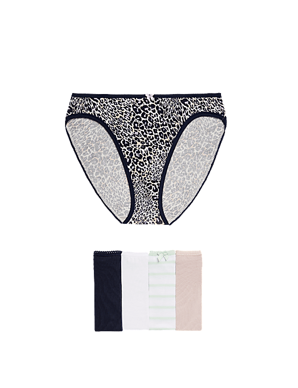 5pk Cotton Lycra™ High Leg Knickers