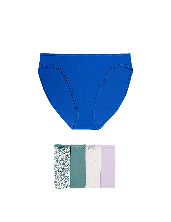 5pk Cotton Lycra™ High Leg Knickers