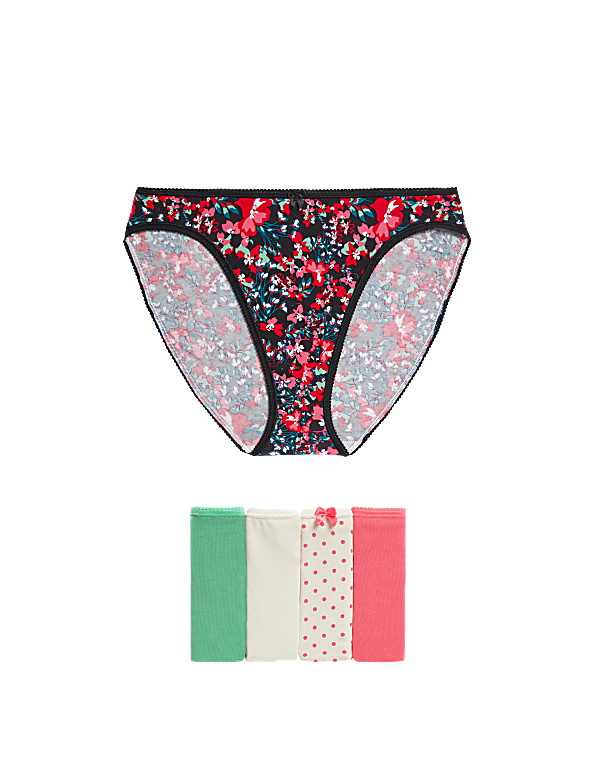 5pk Cotton Lycra™ High Leg Knickers