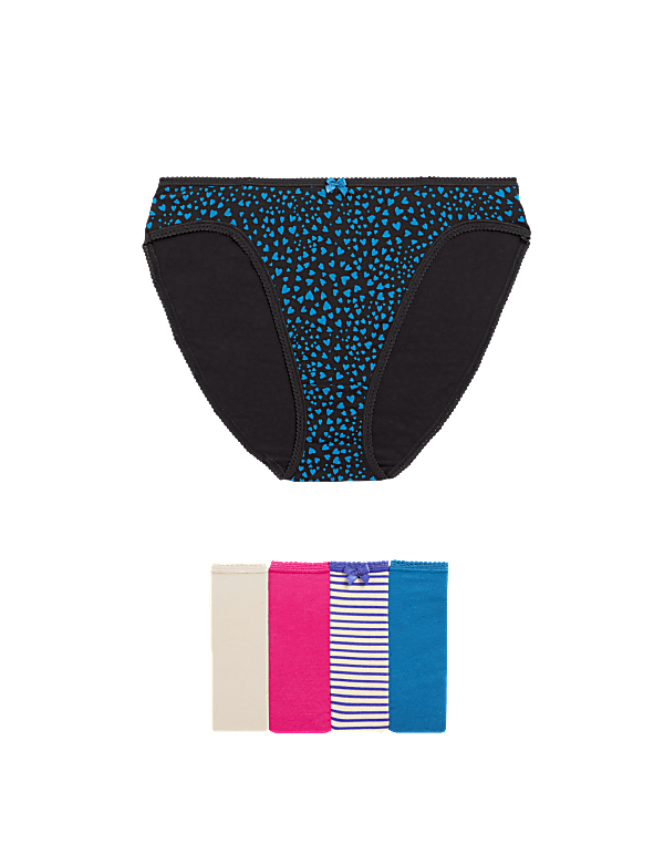 5pk Cotton Lycra™ High Leg Knickers