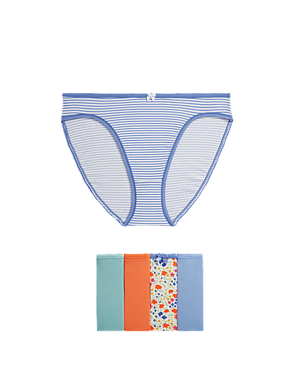 5pk Cotton Lycra™ High Leg Knickers