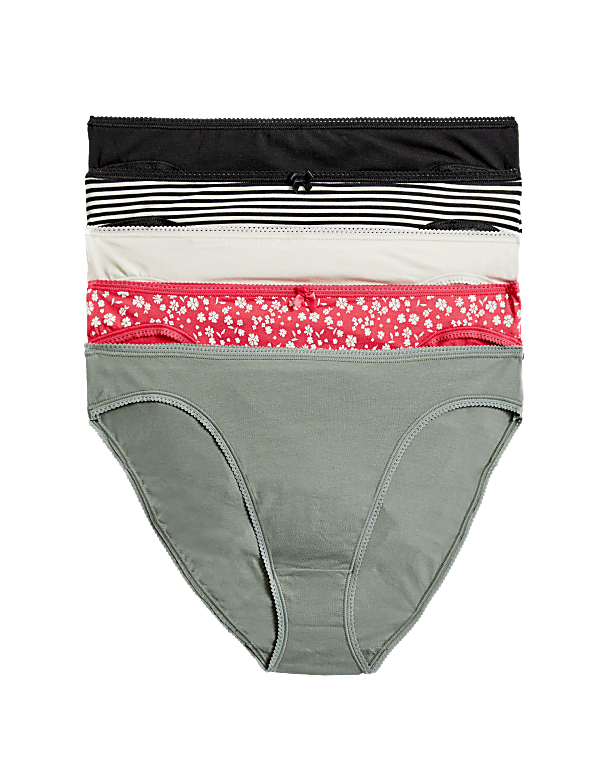5pk Cotton Lycra™ High Leg Knickers